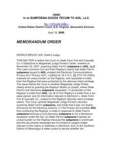 In re Subpoena Duces Tecum to AOL, LLC, 550 F.Supp.2d 606 (E.D.