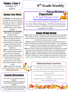 October 2nd Newsletter - Addison Grade 6 Website