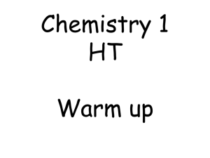 Chemistry 1 HT Warm up