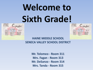 Welcome to Sixth Grade! - Seneca Valley School District