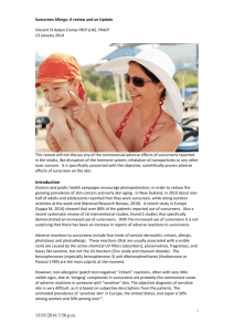 Sunscreen Allergy: A review and an Update Vincent St Aubyn
