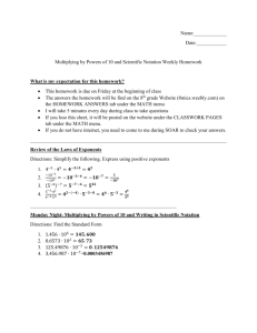 Name:______ Date:______ Multiplying by Powers of 10 and