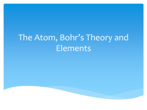 The Atom, Elements and Bohr Theory