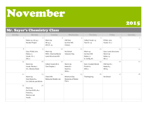 November 2015 Mr. Sayer's Chemistry Class Sunday Monday