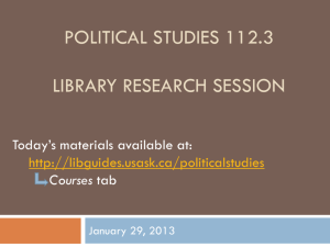 Political Studies 112.3 (01) Library Research Session