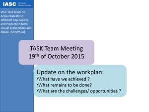 Workplan update 19 October 2015