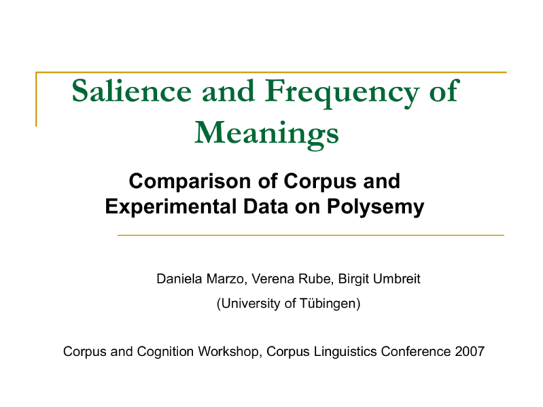 Salience And Frequency Of Meanings