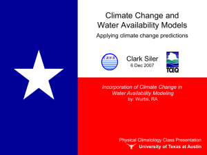 Climate Change and Water Availability Models