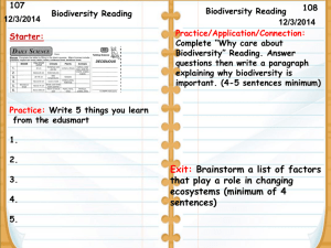 Biodiversity Reading
