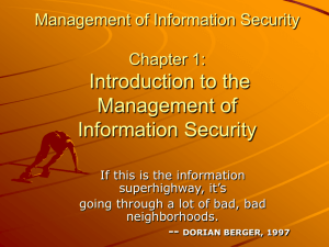 Introduction to the Management of Information Security