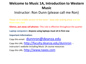 Music 1A, Introduction to Western Music