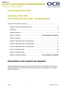 OCR GCSE History A Topic Exploration Pack Germany 1922