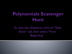 ScavengerHunt for Polynomials