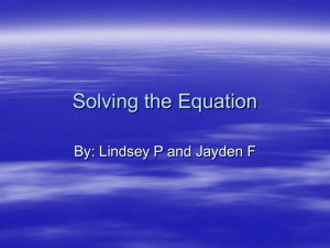 Solving the Equation - mrlewis