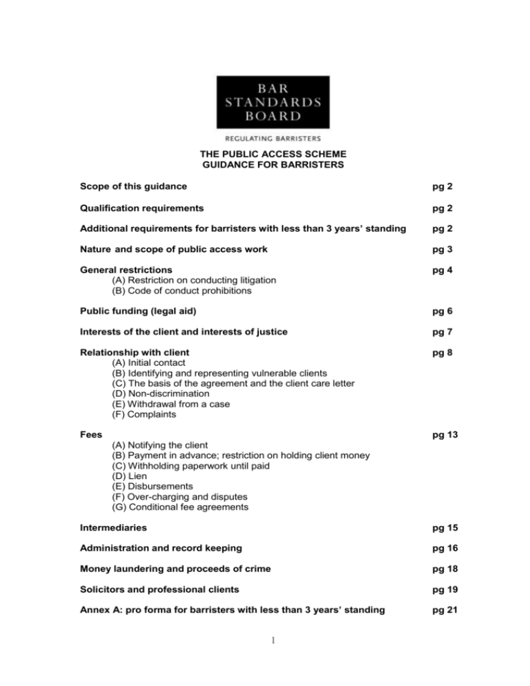Public Access Guidance For Barristers