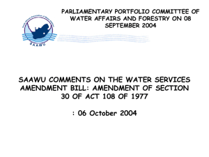 saawu comments on the water services amendment bill