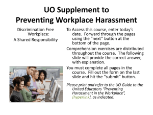 UO Specific Supplement Workplace Harassment Training