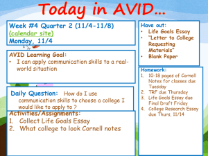 AVID Week 3 Quarter 2 Lessons