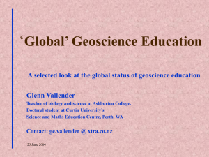 Global Geoscience Education - Geoscience Society of New Zealand