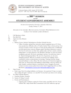 February 3, 2015 Student Government Assembly Meeting Minutes