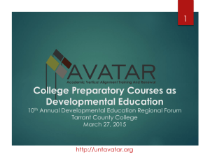 AVATAR Developmental Education Forum Revised March 27 2015s