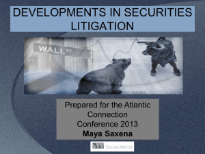 New Ideas and New Solutions in Securities Litigation
