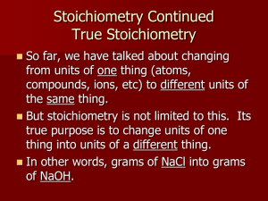 Stoichiometry Continued (Notes)