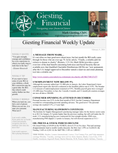 Giesting Financial Weekly Update WEEKLY QUOTE "You gain