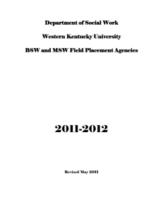 Department of Social Work Western Kentucky University BSW and
