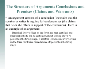 The Structure of Argument: Conclusions and Premises (Claims and