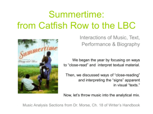 Summertime: from Catfish Row to the LBC