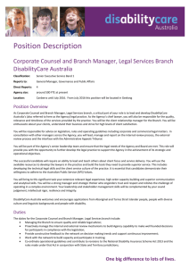 Corporate Counsel and Branch Manager, Legal Services Branch