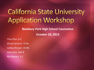 2013 CSU Application Workshop
