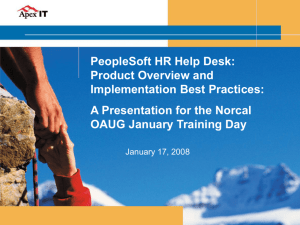 PeopleSoft HR Help Desk: Product Overview and Implementation