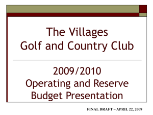 Budget Pres.: 2009-2010 - The Villages Golf and Country Club