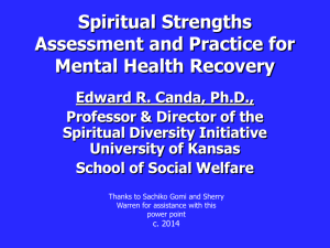 Spiritual Strengths Assessment and Practice for Mental Health