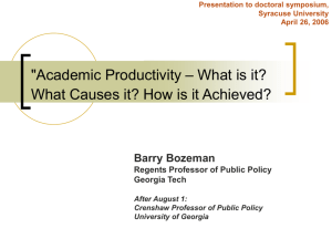 "Academic Productivity – What is it? What Causes it? How is it