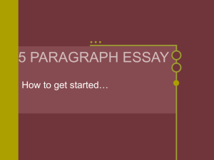 5 Para Essay Intro - Thesis - Mrs. Spence -10th