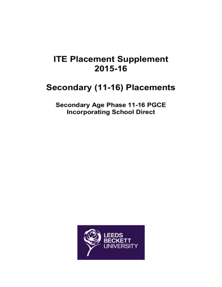 ITE Placement Supplement 2015-16 Secondary