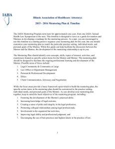 2015 - 2016 Mentoring Plan & Timeline