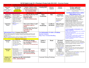 Eighth Grade ELA Year Planning & Pacing Guide