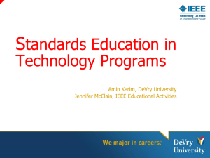 Standards Education in Technology Programs presentation