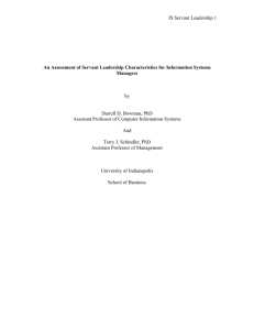 An Assessment of Servant Leadership Characteristics for