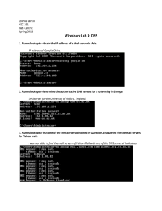 Wireshark Lab 3 – DNS