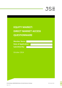 Equity Market: Direct Market Access Questionnaire
