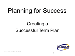 Term plan Seminar - G. Fred Kingsmill Chapter Order of DeMolay