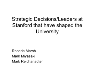 Strategic Decisions/Leaders at Stanford that have