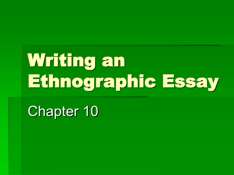 ethnographic analytical essay