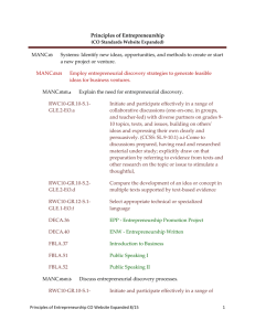 Principles of Entrepreneurship CO Standards