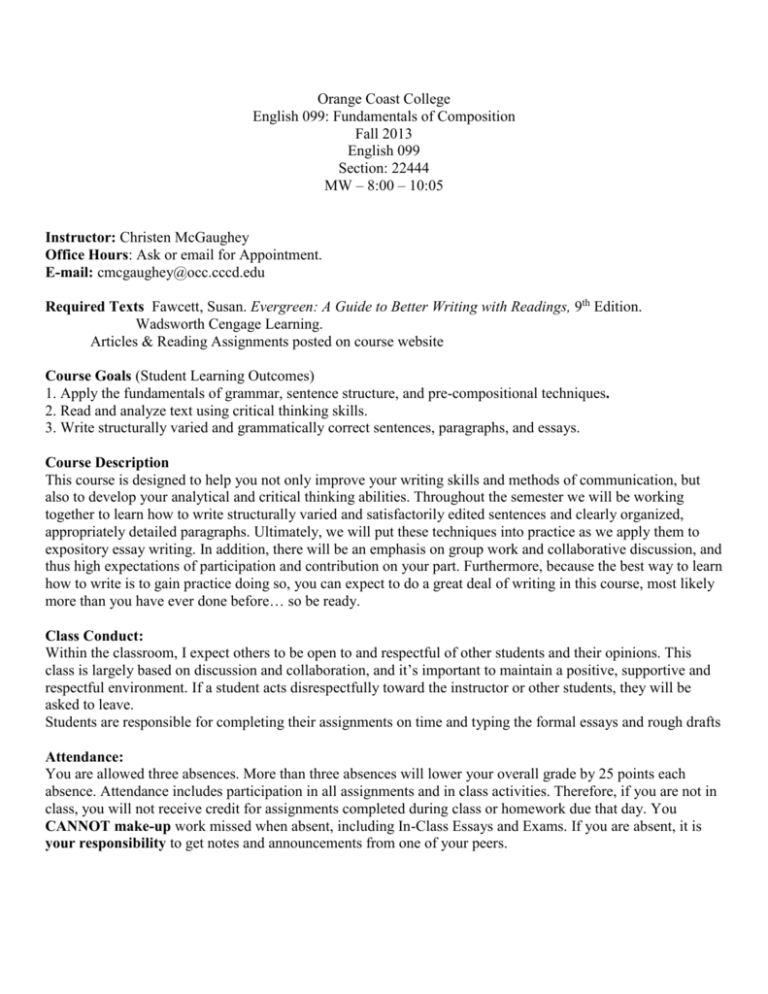 English 099 Orange Coast College